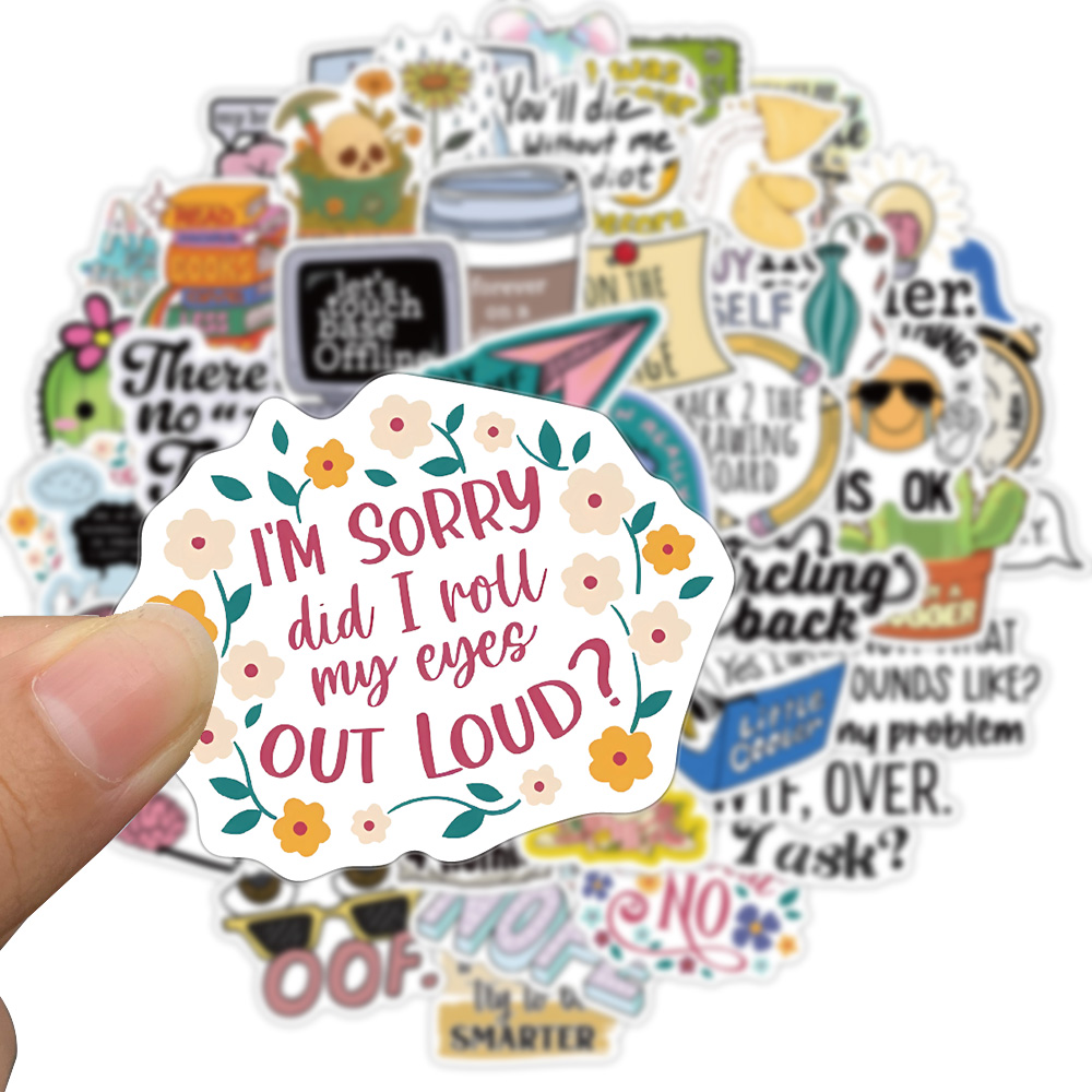 [Large Sticker]50pcs Funny English Phrase Stickers Sarcastic Decal for ...