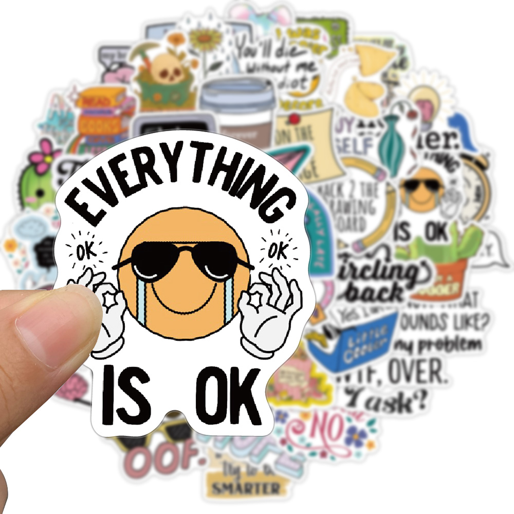[Large Sticker]50pcs Funny English Phrase Stickers Sarcastic Decal for ...