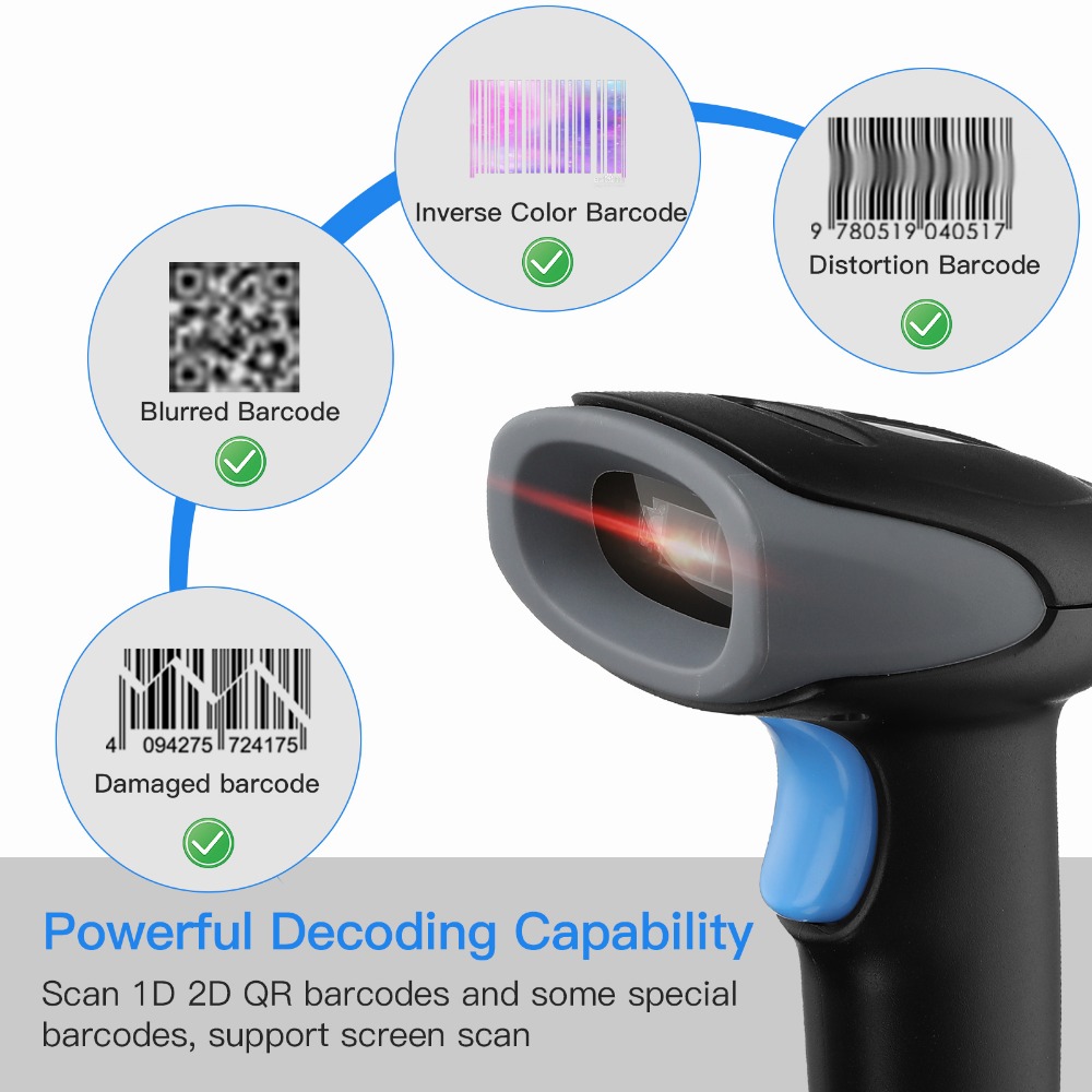 Eyoyo 2D QR Code USB Wired Barcode Scanner with Stand, Handheld Scanner ...