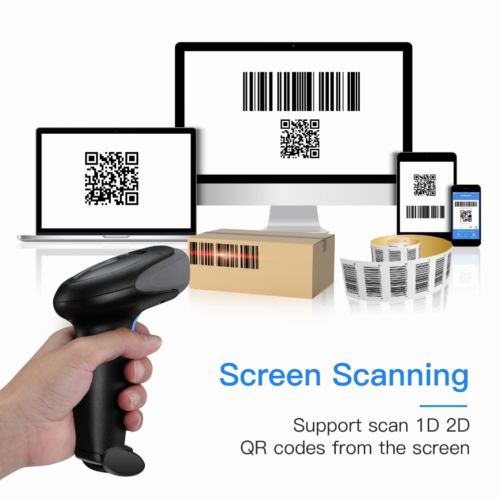 Eyoyo 2D QR Code USB Wired Barcode Scanner with Stand, Handheld Scanner ...