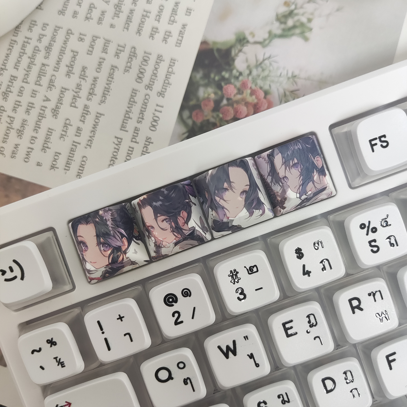4pcs Demon Slayer PBT Dye Sublimation Cherry Profile R4 Height ...