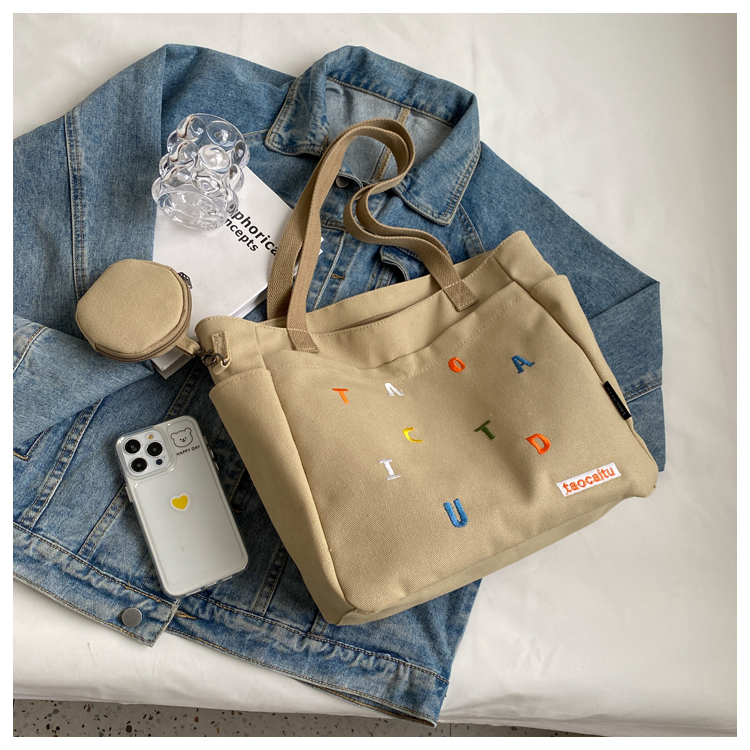 SB071 Korean Fashion Canvas Tote Bag For Women Large Capacity Casual ...