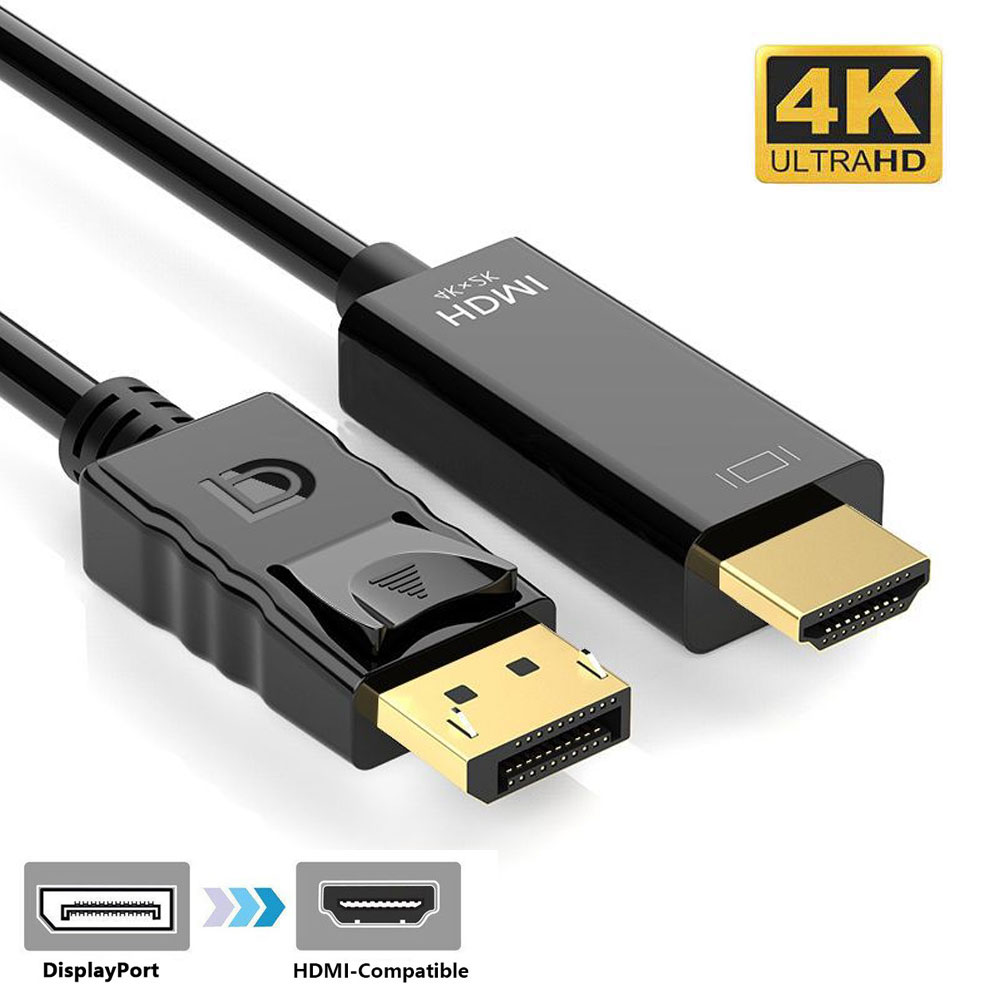 DP DisplayPort to HDMI-Compatible Adapter Connect Converter 1.8m Cable ...