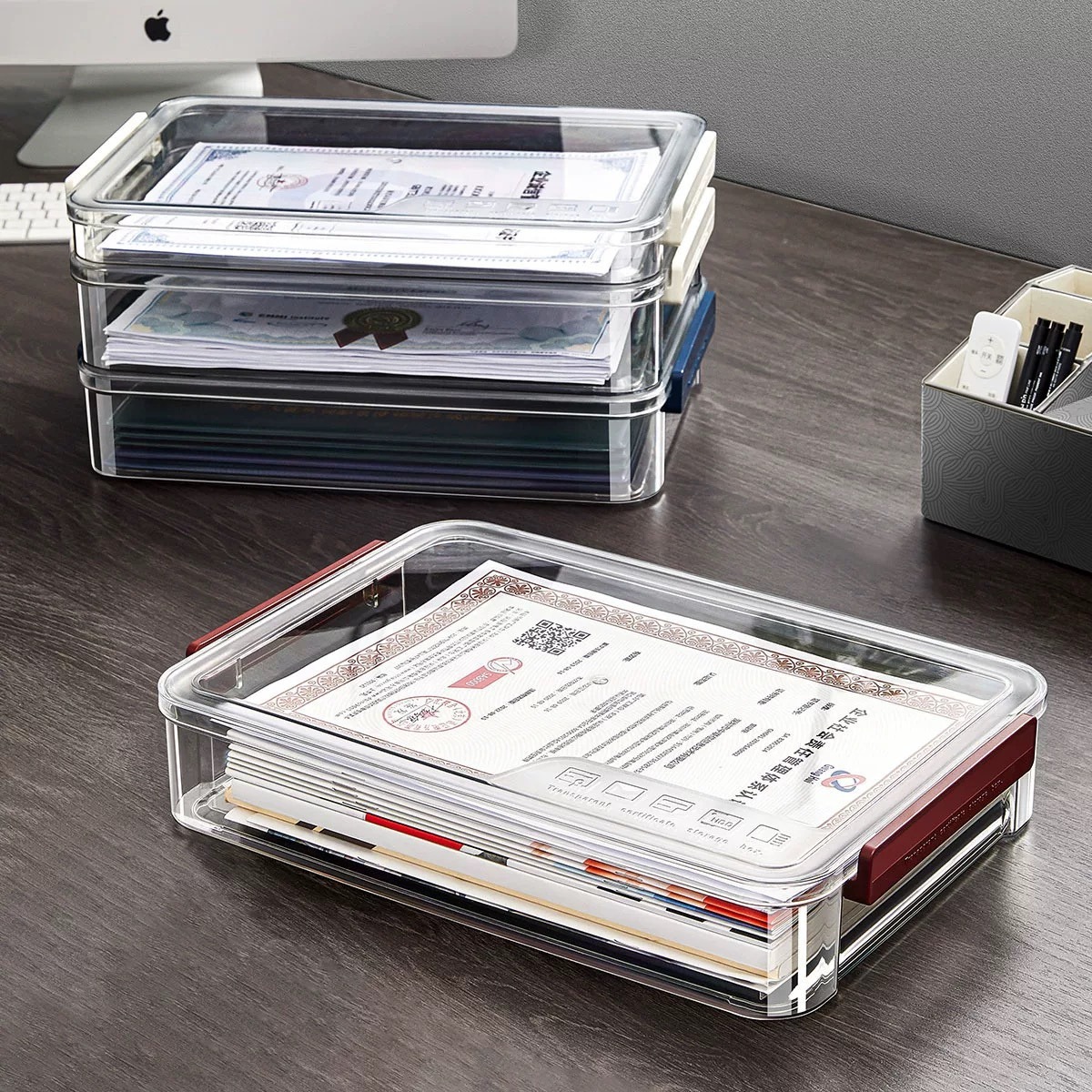 Long/A4 File Folder Organizer File Box Plastic File Case Document ...
