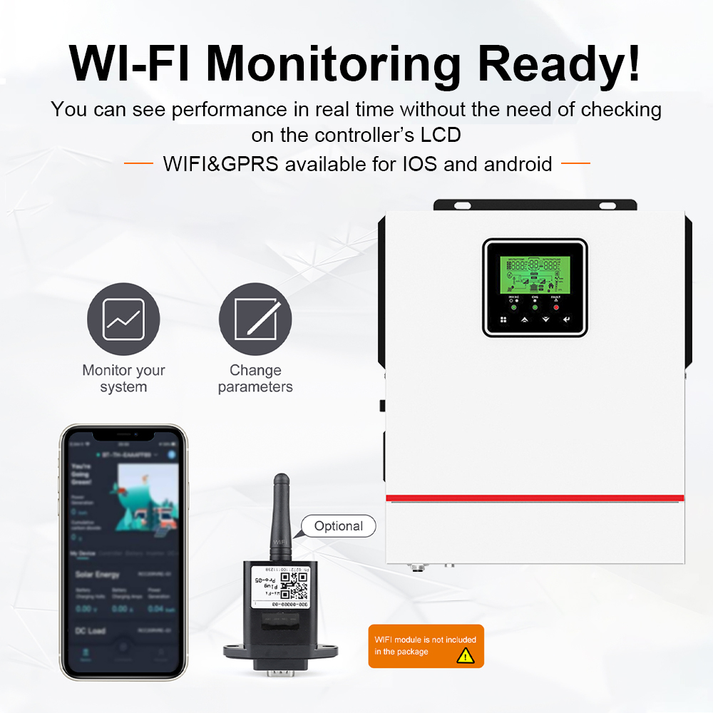 Flowatt 1KW Hybrid Solar Inverter Built In 80A MPPT Solar Charge ...