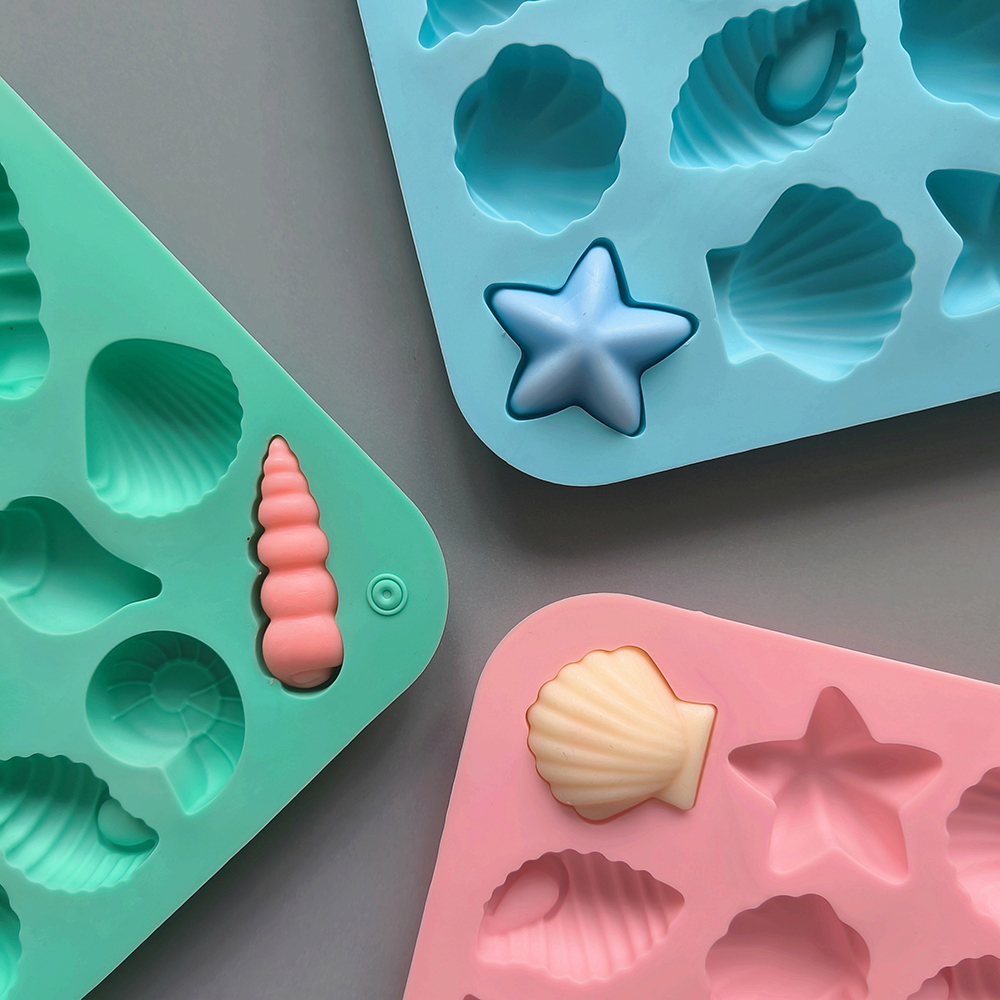 1pc 16 holes 8 different shapes starfish shell mold, silicone chocolate ...