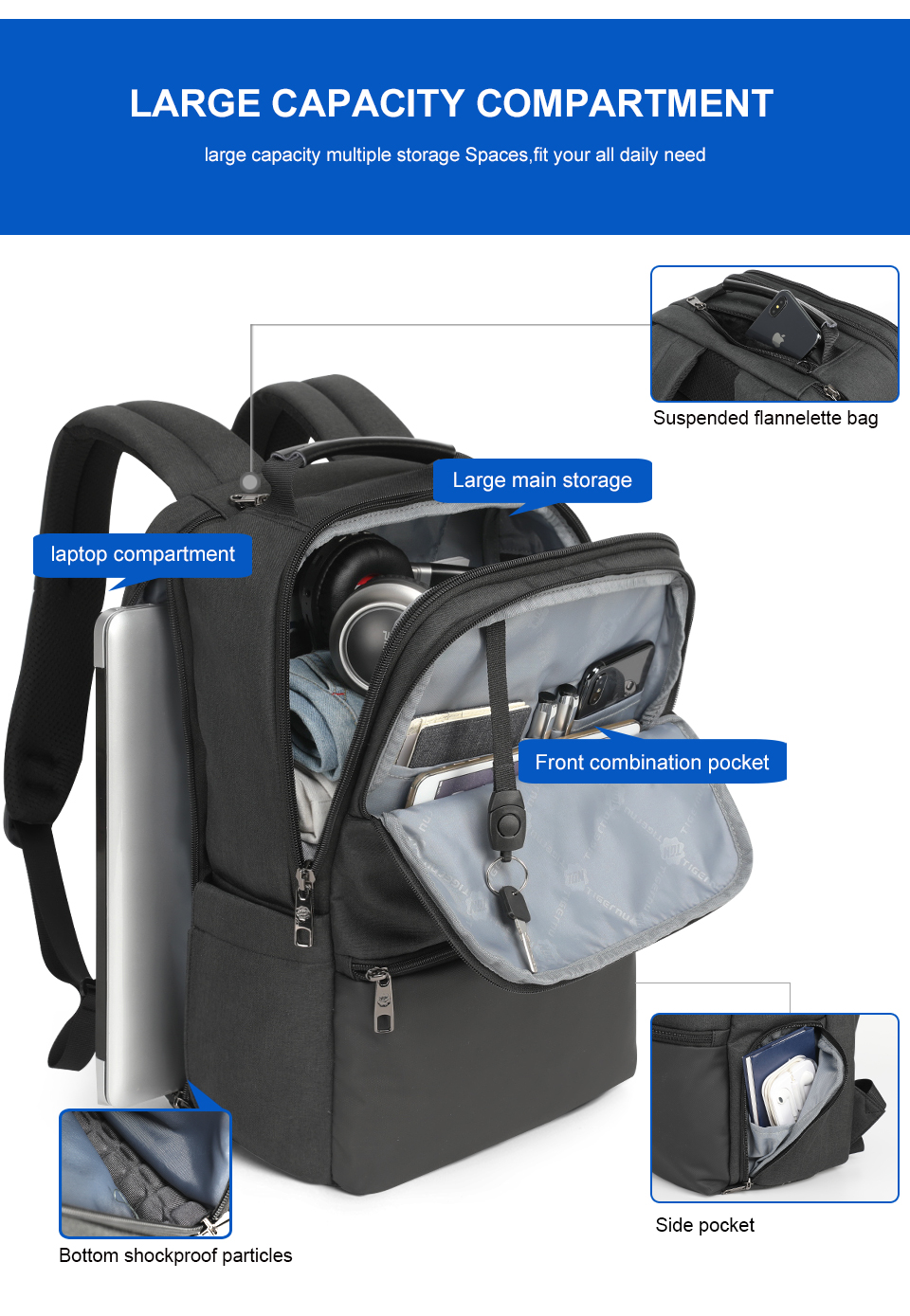 New Arrival Large Capacity Travel Anti-Theft Laptop Backpacks Men ...
