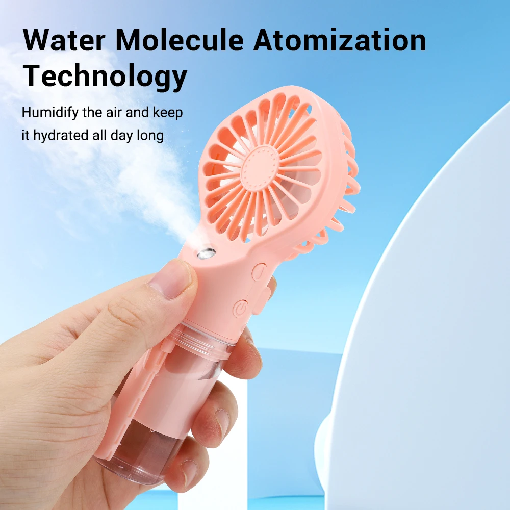 AKER Moisturising Spray Handheld Electric Fan with Mist Hydration Mini ...