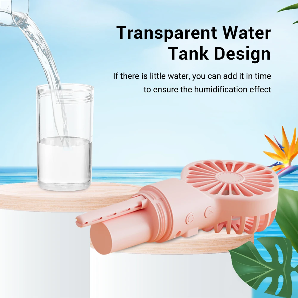 AKER Moisturising Spray Handheld Electric Fan with Mist Hydration Mini ...