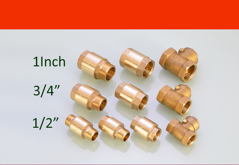 Heavy Brass Non Return Valve Vertical Check Spring One-way Check Water ...