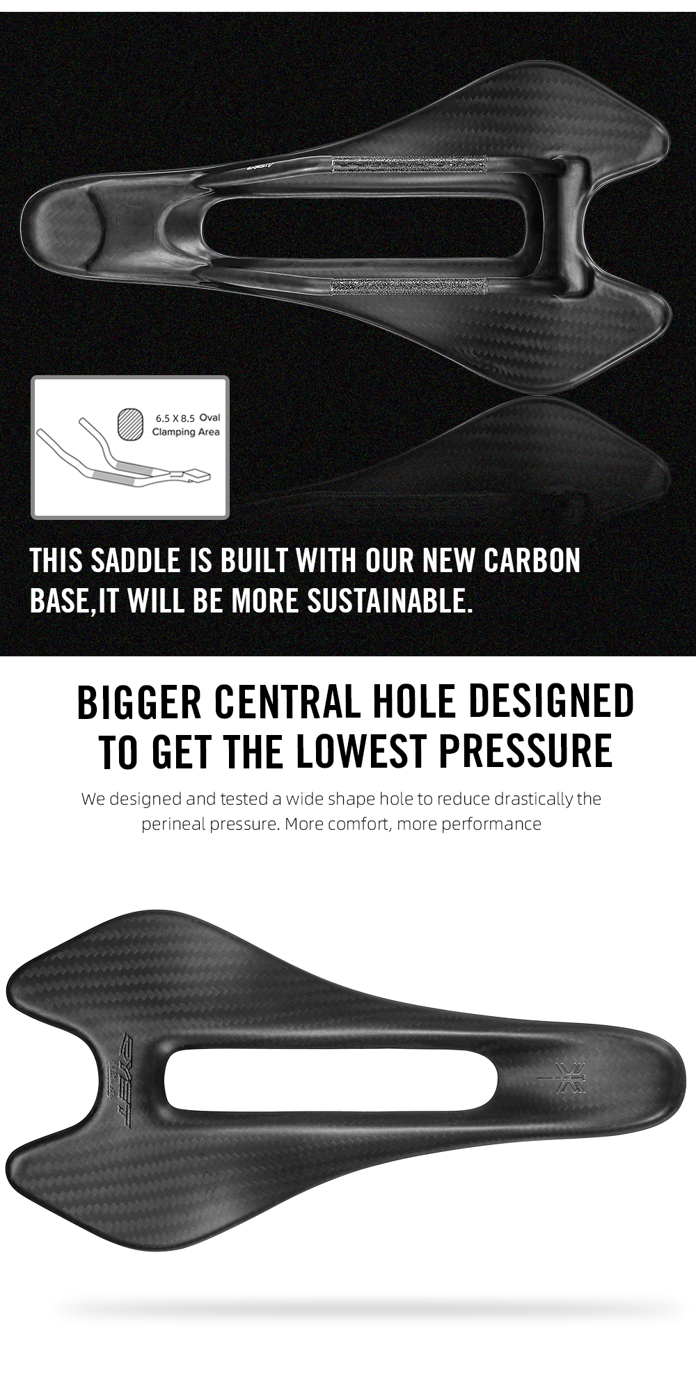 RYET Ultralight 58g Full Carbon Saddle 3K Weave Oval 6.5X8.5(mm), 242/ ...