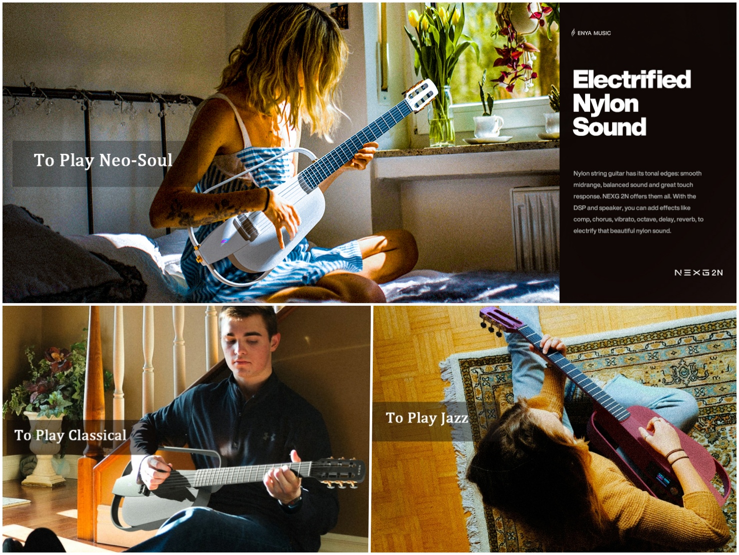 Enya Acoustic-Electric Carbon Fiber Classical Nylon String Travel ...