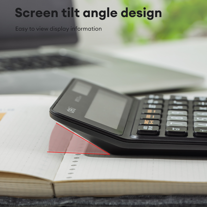 Deli Portable Desktop Calculator 12-Digit Big Desktop Solar Calculator ...