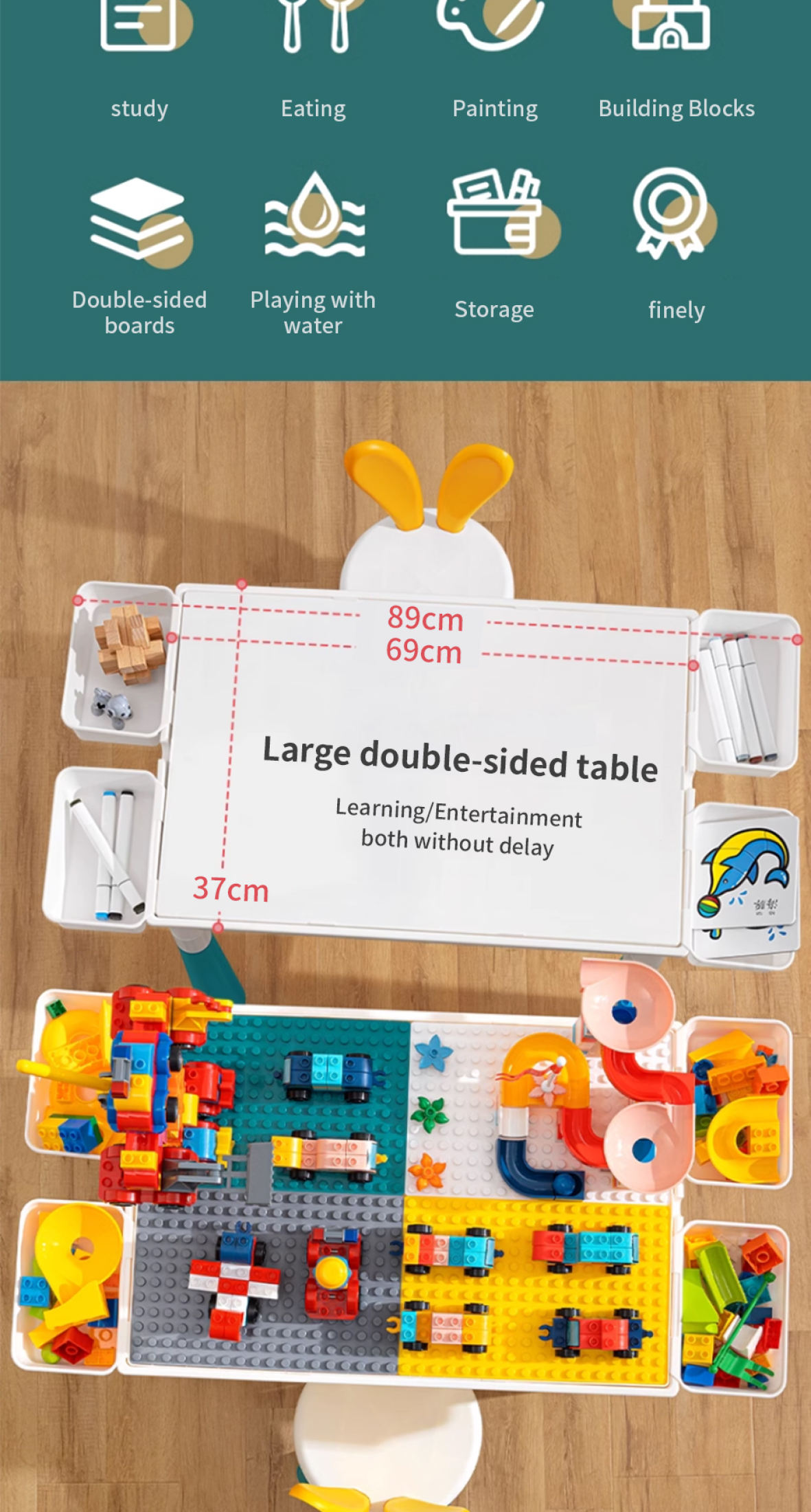 Multi-Function Blocks Table and Chair For Kids Table Kids Study Table ...