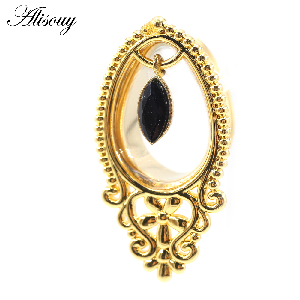 Alisouy 2 Pieces Stainless Steel Water Drop Flower Eye Zircon Ear