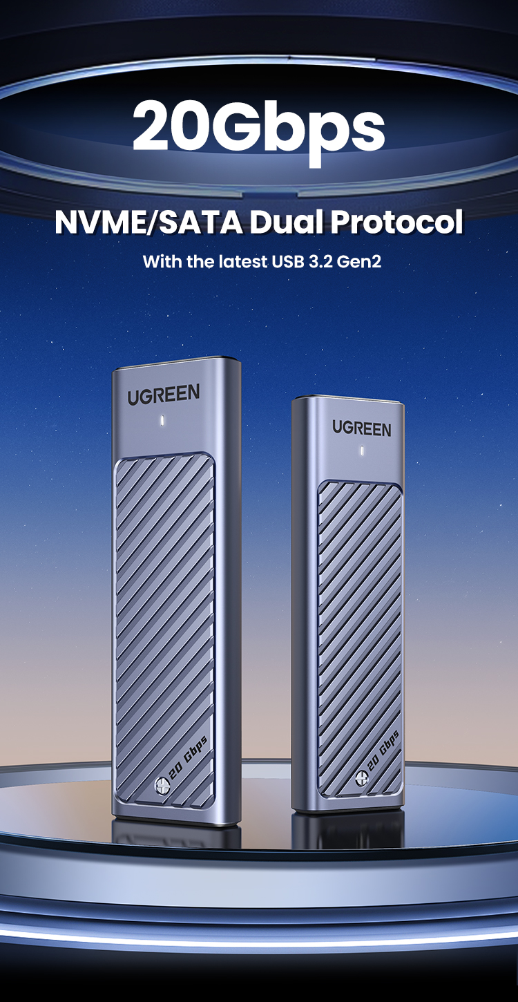 NEW UGREEN M2 SSD Case M.2 NVMe SATA SSD Enclosure Adapter 10Gbps USB 3.2 Gen2 U
