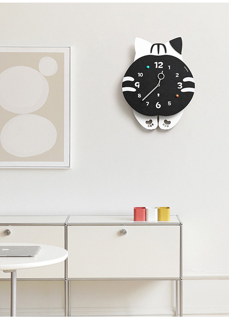 Panda Rocking Wall Clock Cute Pet Silent Battery Operated Digital ...