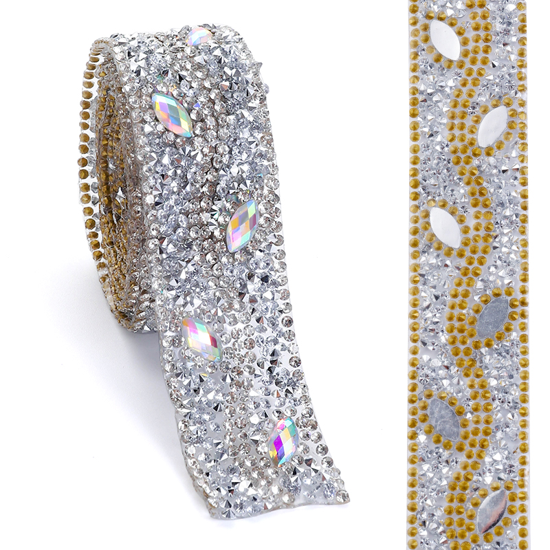 1Yard 91cm Rhinestones Tape Trim shining Flower element Rhinestone trim ...