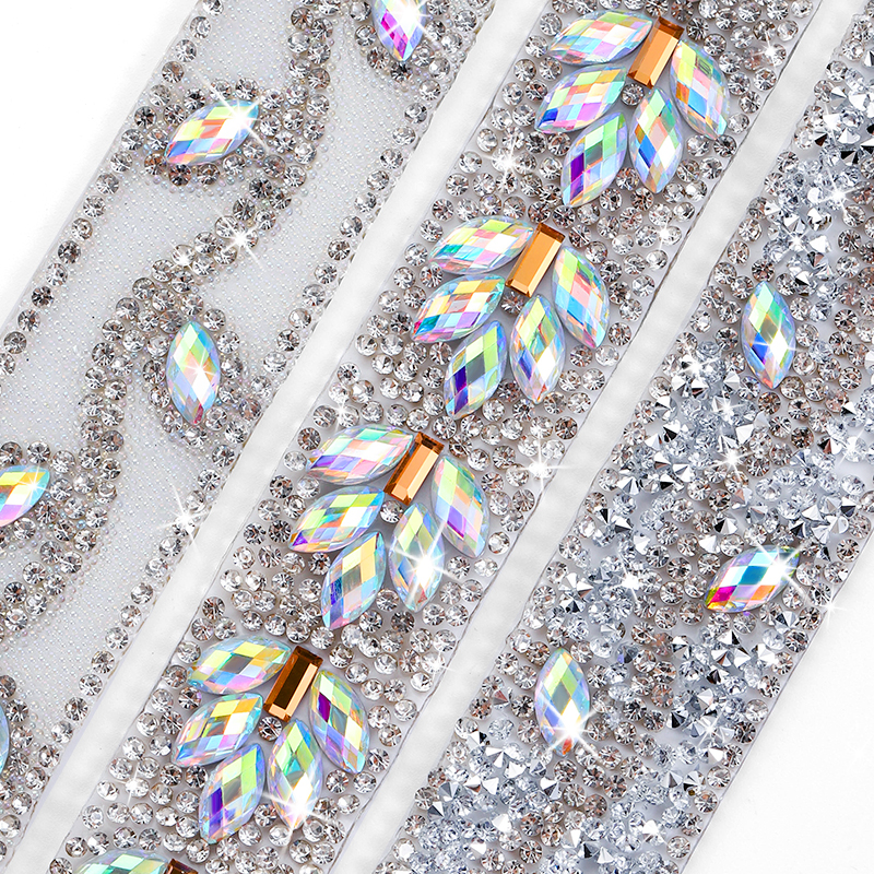 1Yard 91cm Rhinestones Tape Trim shining Flower element Rhinestone trim ...