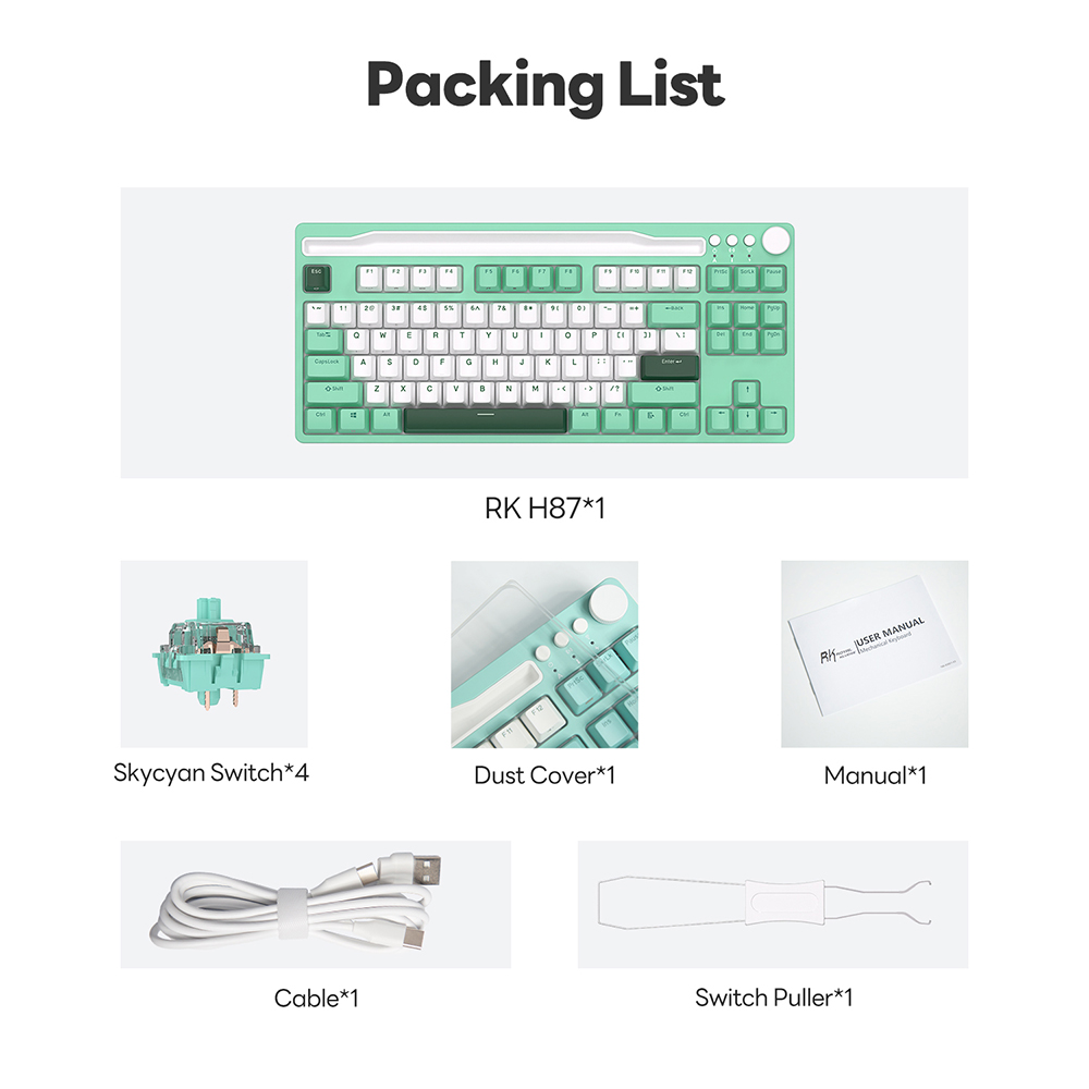 RK Royal Kludge Rk H87 Three Modes Wireless 87 keys Mechanical Keyboard ...
