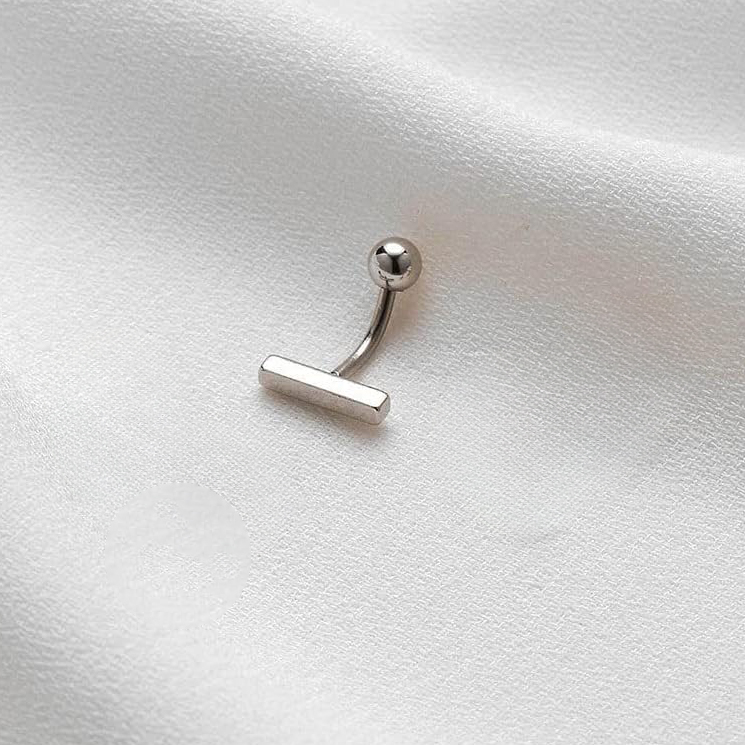1 Simple Fashion TShaped Stainless Steel Belly Button Ring Ladies