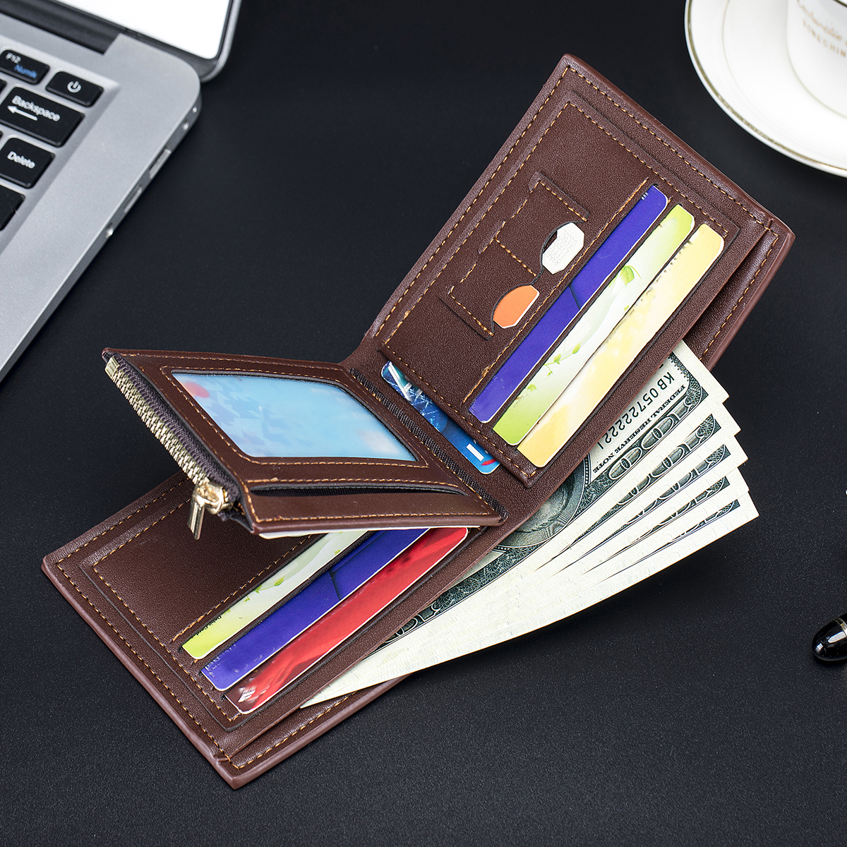 Mens Canvas Short Multifunctional Wallet