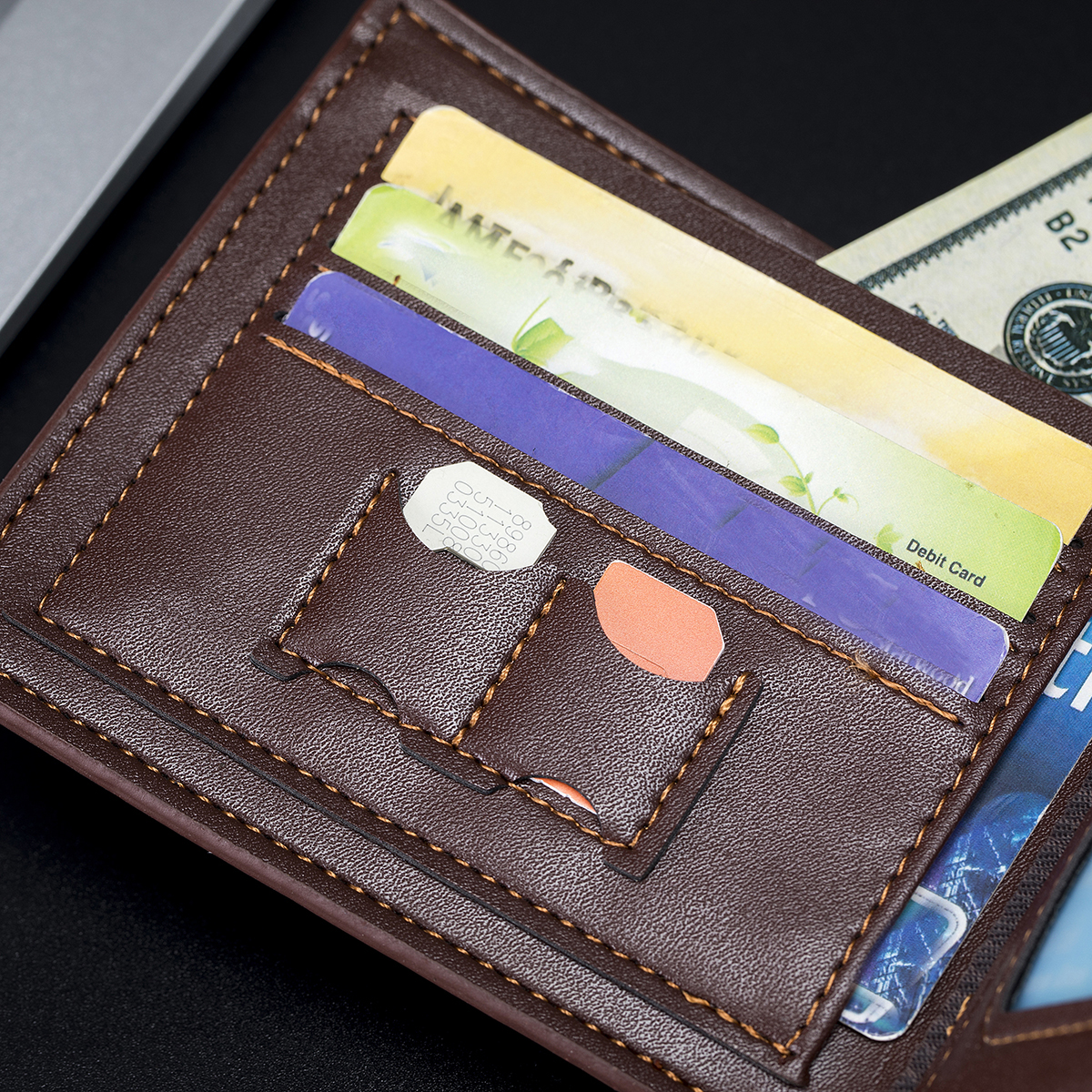 New Men Short Wallet Multifunctional Fashion Business Zipper Wallet Can ...