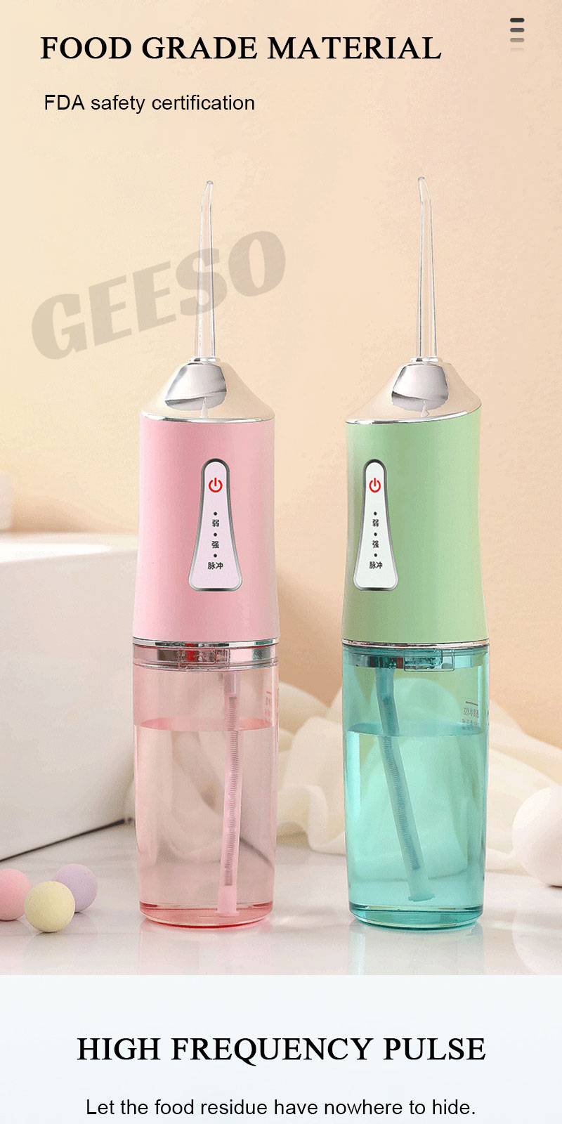 GEESO Electric Water Flosser With 4 Nozzles Dental Floss Teeth ...