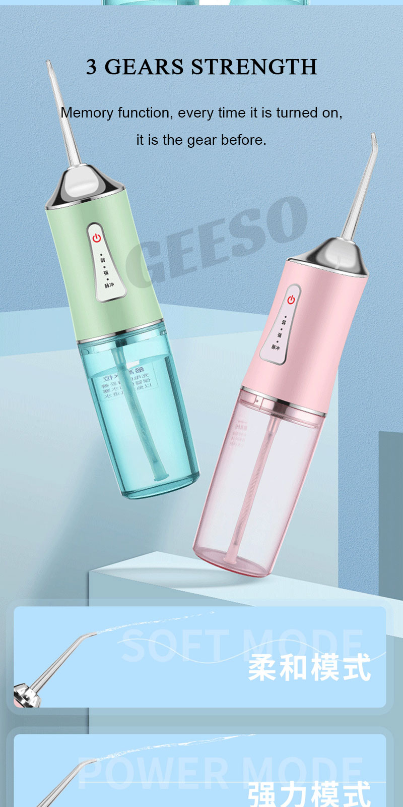 GEESO Electric Water Flosser With 4 Nozzles Dental Floss Teeth ...