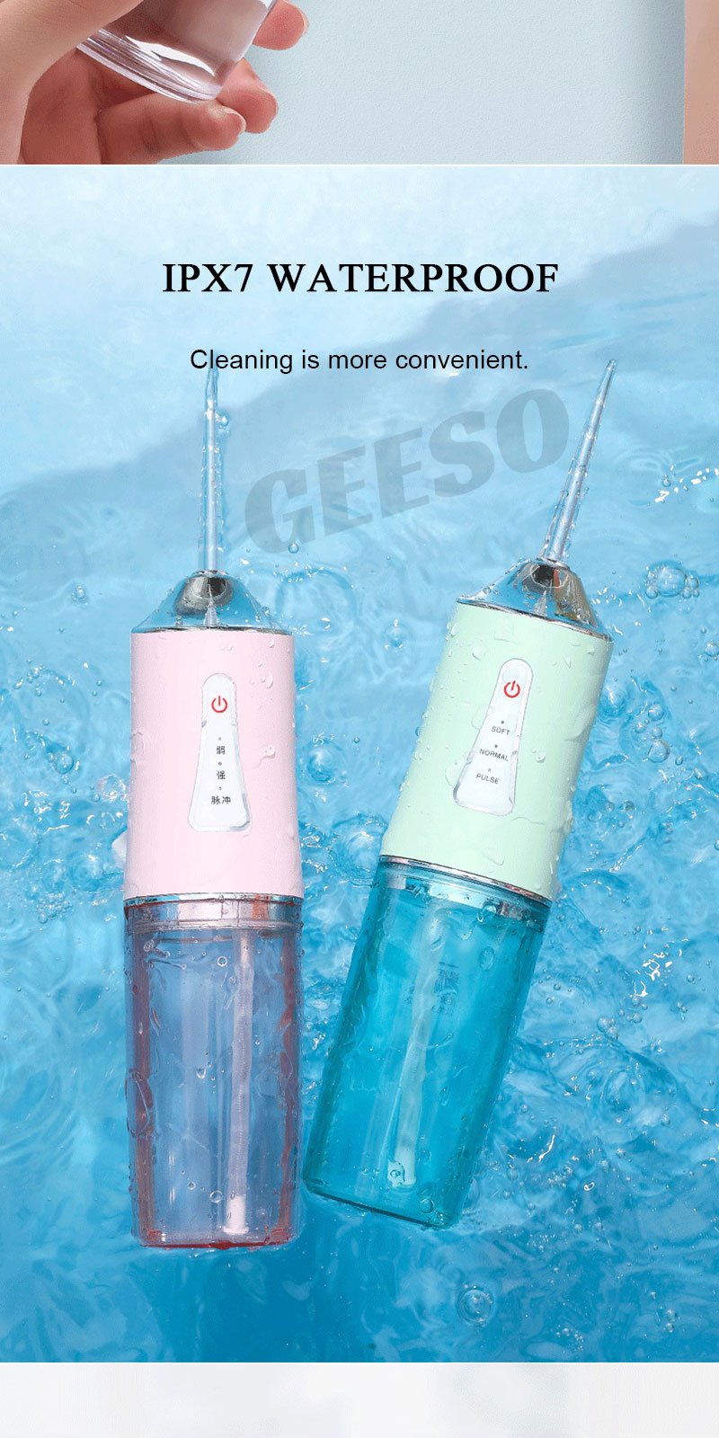 GEESO Electric Water Flosser With 4 Nozzles Dental Floss Teeth ...