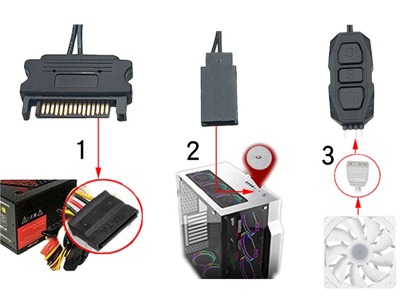 5V ARGB controller SATA power supply 3RGB 5V shell LED lighting ARGB ...