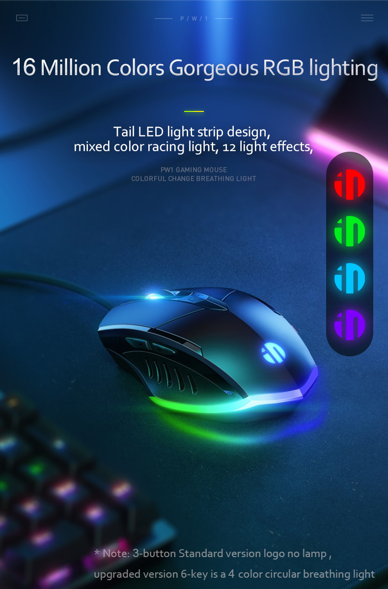 Inphic W1 Gaming Mouse Wired 7200DPI Optical Mice 6 Programmable ...