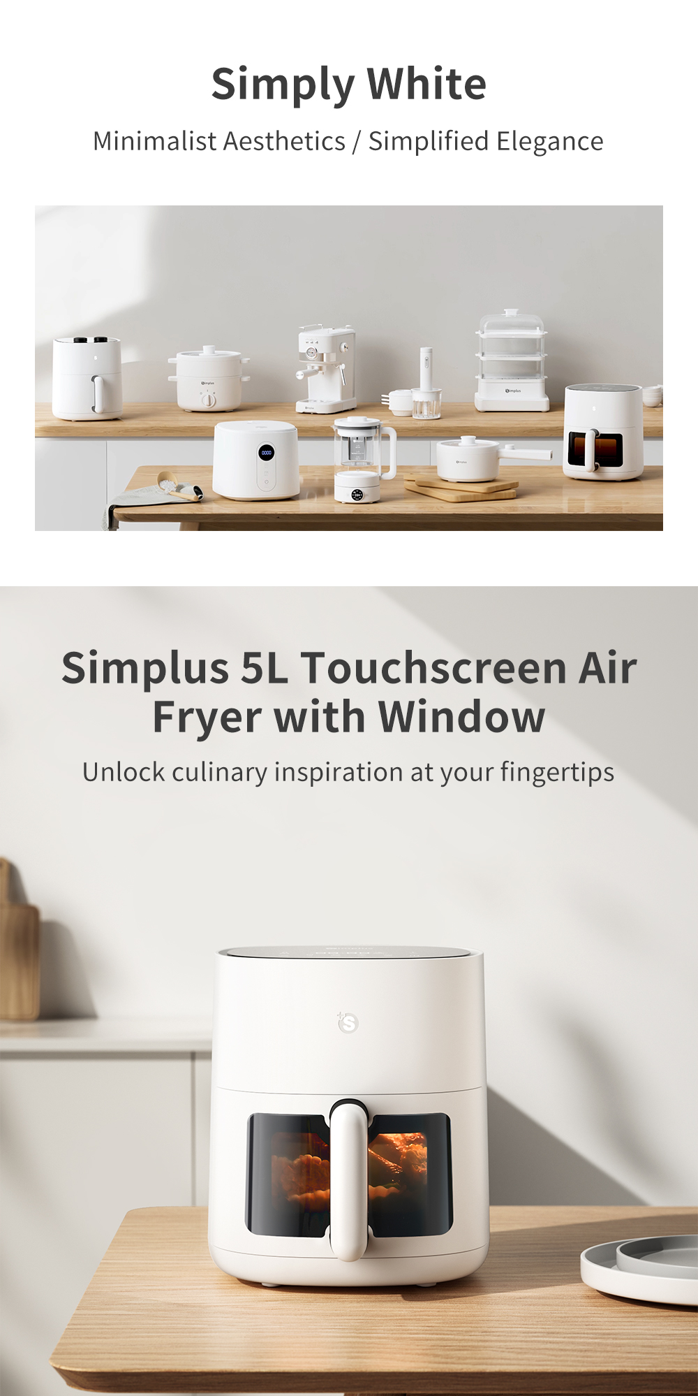 Simplus Air Fryer 5L Viewable Window Digital Touch Screen Oil Free ...