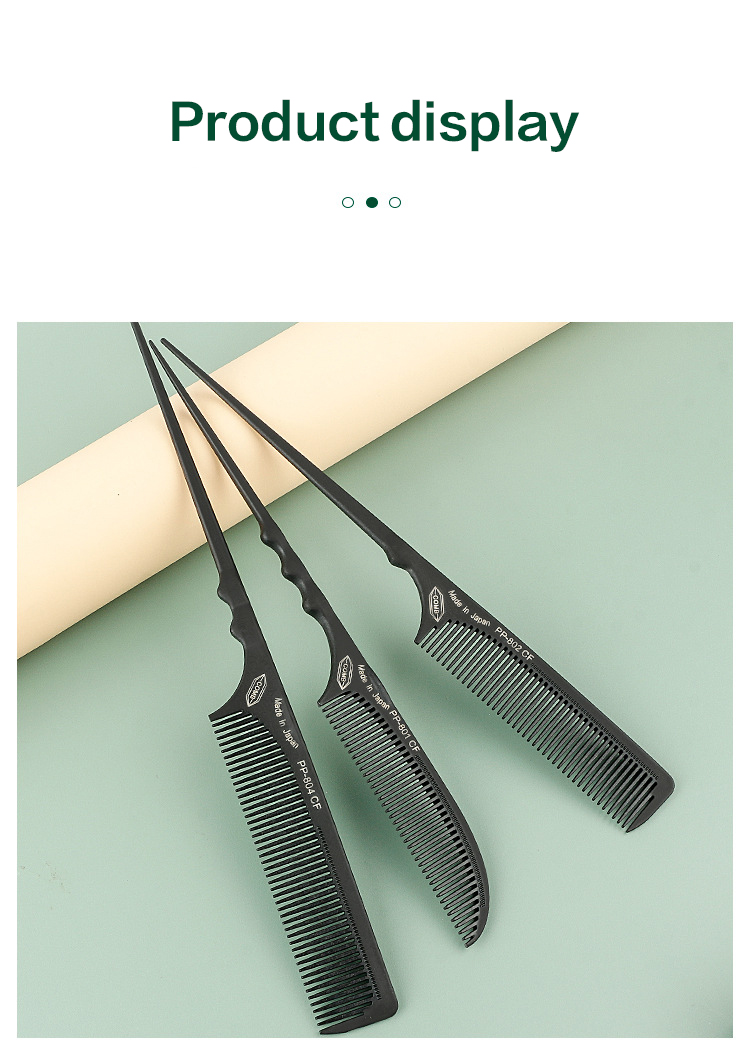 Japanese crescent carbon fiber hair pick up, pointed tail comb, carbon ...