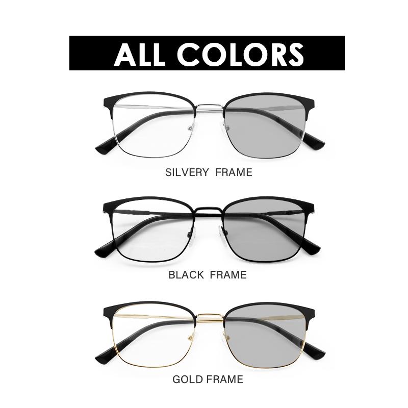 Photochromic eyeglasses Metal Frame eyeglasses Change Color Anti-UV ...