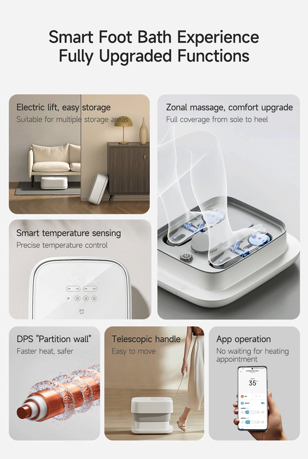 Mijia Smart Lifting Foot Bath Zoned Soft Rubber Massage Smart Constant