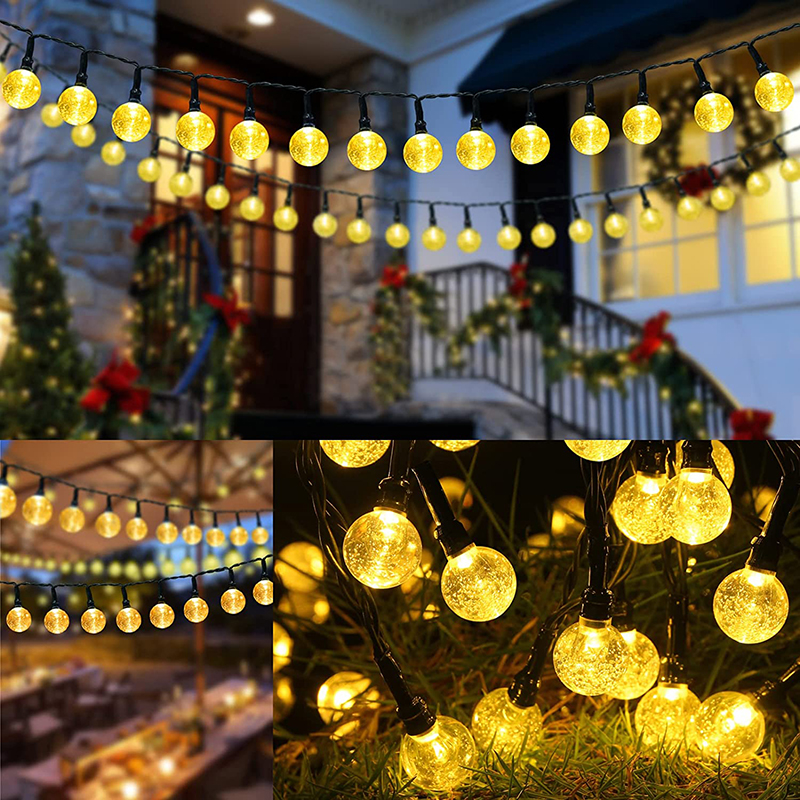 Solar Christmas lights Crystal ball 5M 7M 12M Outdoor Waterproof Led ...