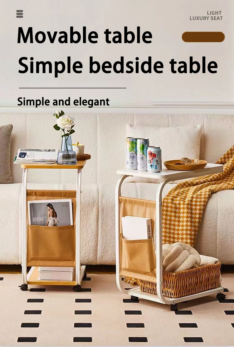 Side Table Movable Coffee Table Small Sofa Side Table With Wheels ...