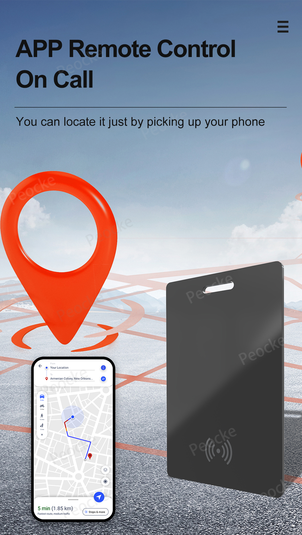 GPS Wallet Tracking Card, Smart Locator Tag for iPhone iOS Device, Find ...