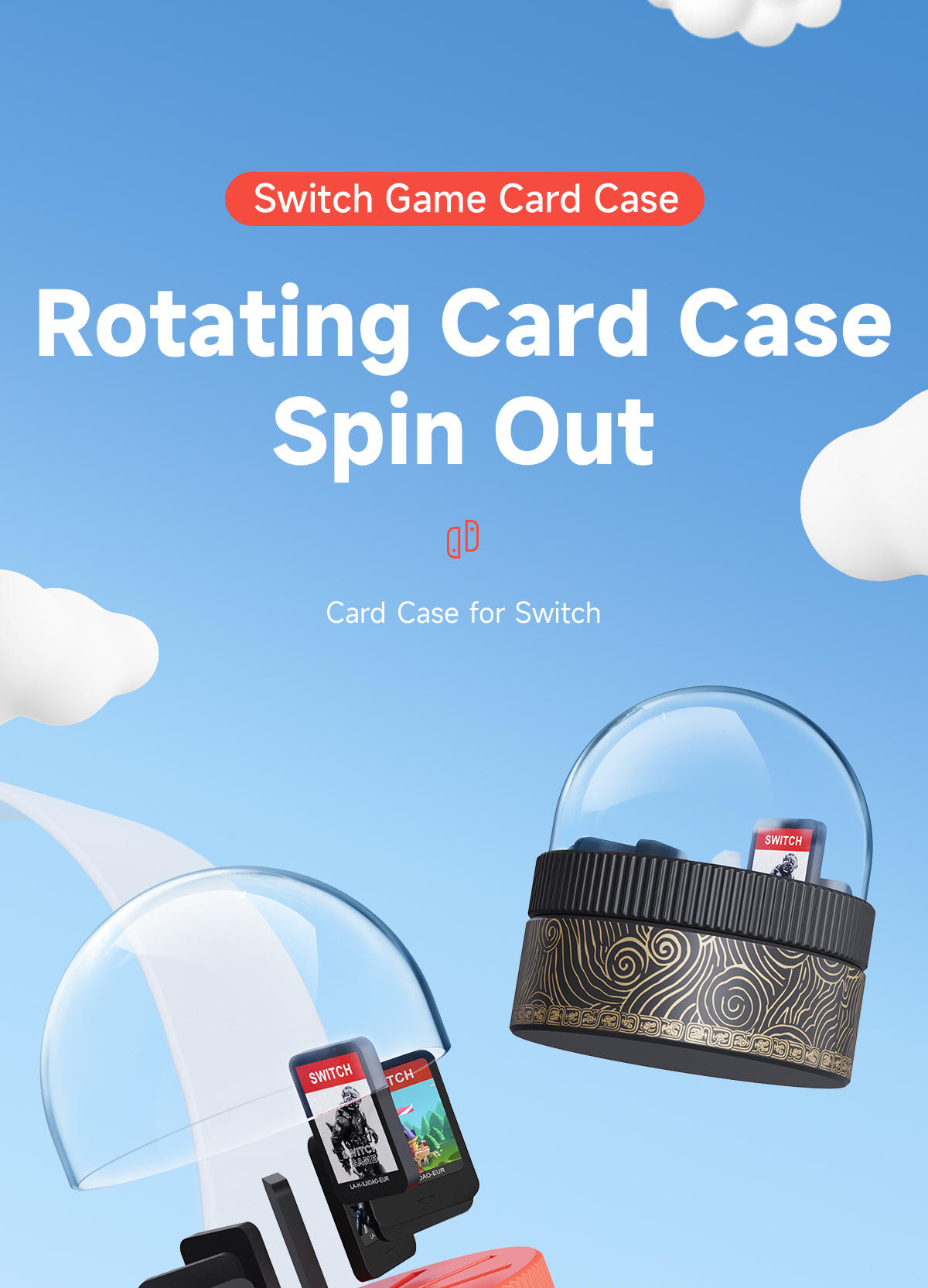Hagibis Switch Rotating Game Card Case with 10 Game Card Slots Creative ...