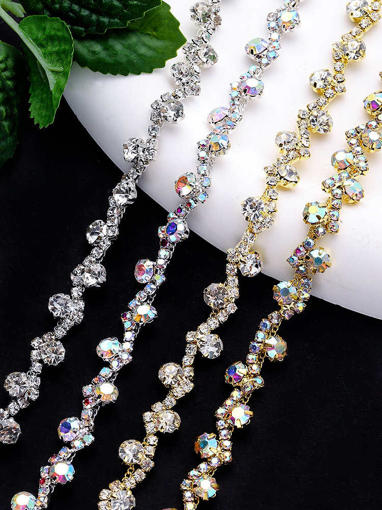 QIAO 1 Yard S shape Glass Crystal Chain Rhinestone Trim Claw chain ...