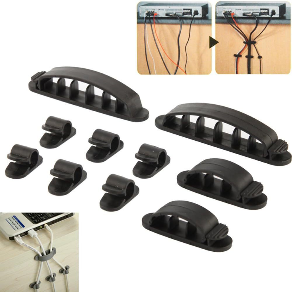 10 Pieces Plastic Computer Networking Wire Cable Clip Organizer, Black ...