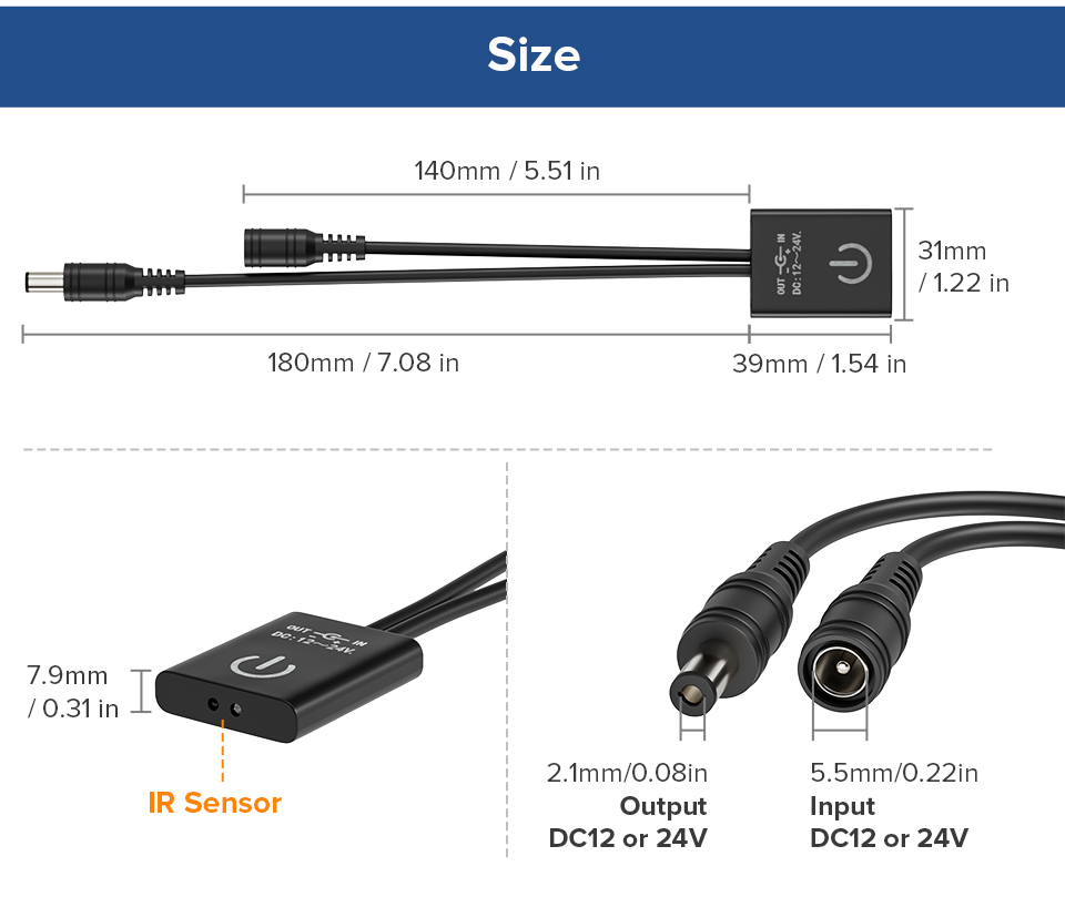 BTF-LIGHTING Mini Infrared Sensor Switch controller is used with low ...