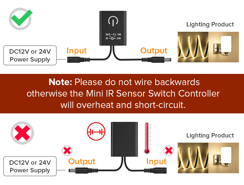 BTF-LIGHTING Mini Infrared Sensor Switch controller is used with low ...