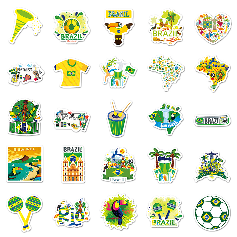 50Pcs Sticker Samba Dance Brazil Travel Scenery Cartoon Waterproof ...