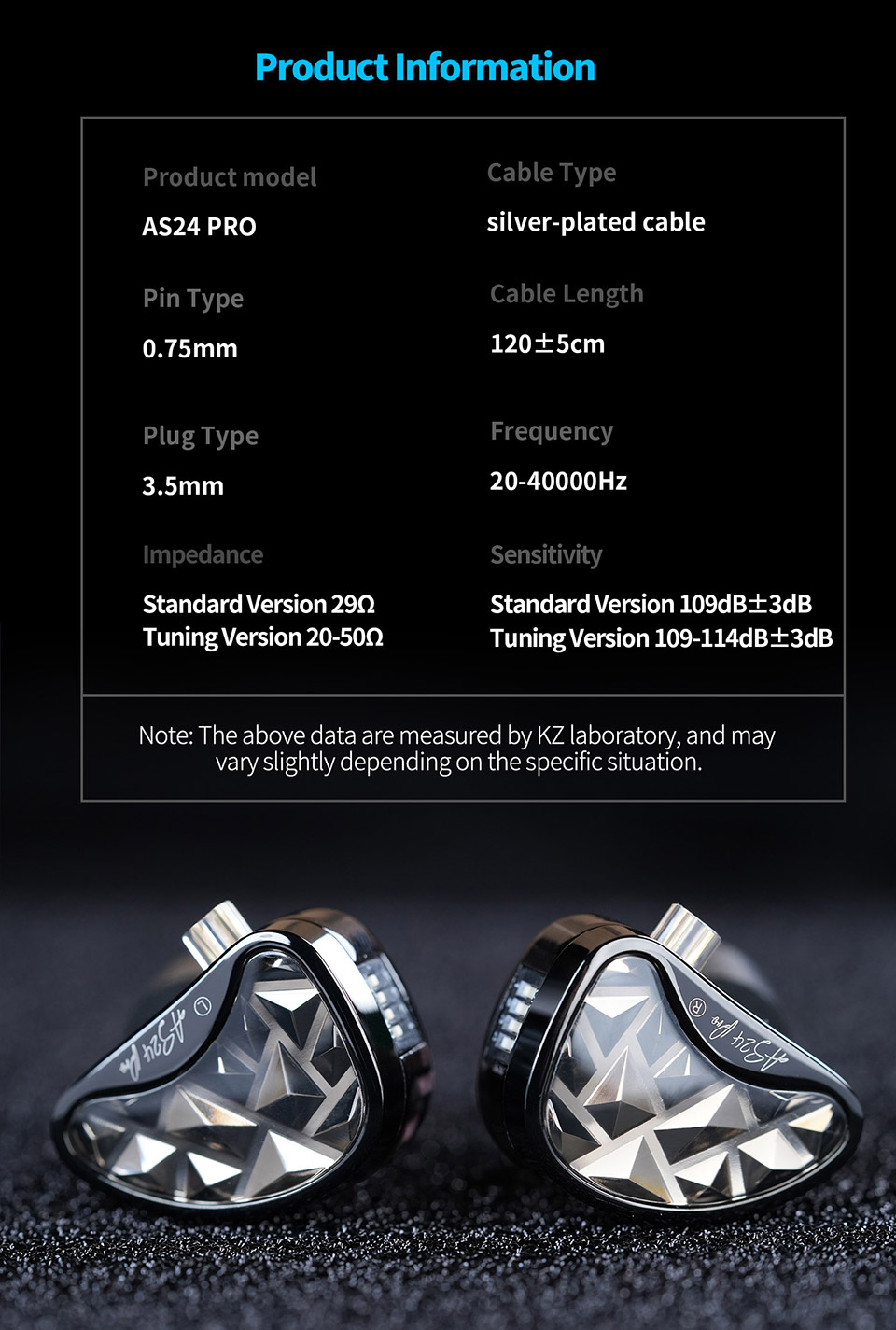 KZ AS24 PRO 24 Unit Upgraded Balanced Armature Drive Adjustable Earbuds ...