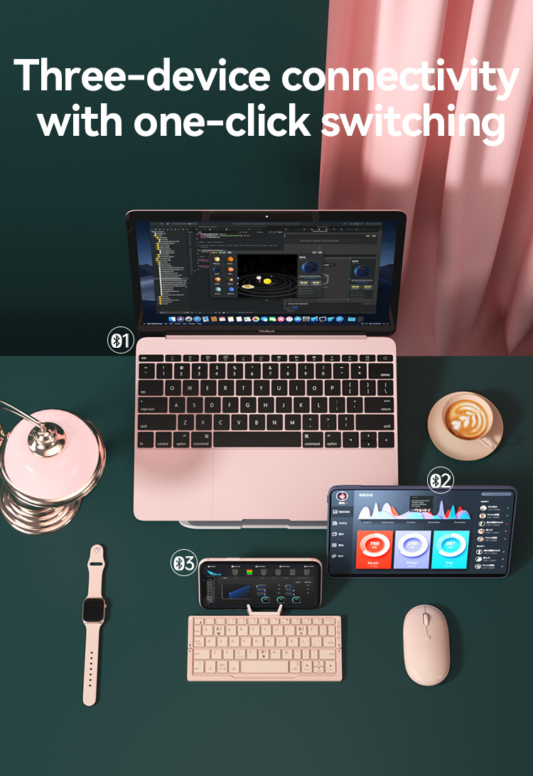 Tastiera Bluetooth Pieghevole BOW HB199 Mini - Per OPPO Find N3/N2, HUAWEI Mate X5 E Altri