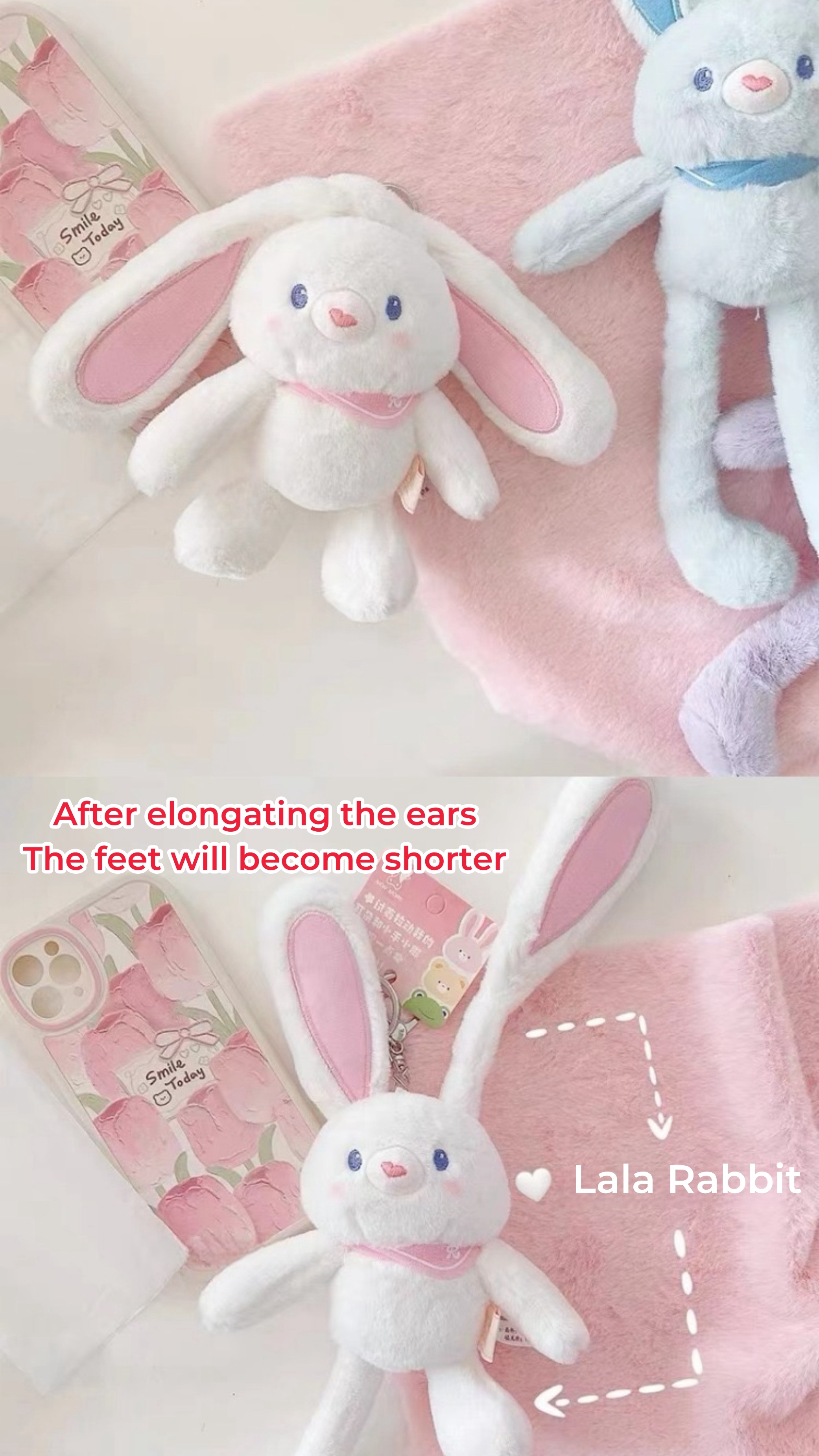 WOW Pull Rabbit Plush Pull Ear Rabbit Telescopic Doll Pull Ear Rabbit ...