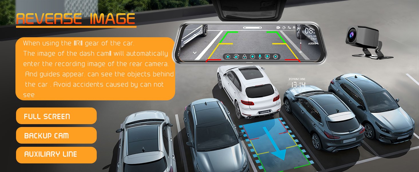 3 Camera Wifi 10 Inch Rear View Mirror Dash Cam 3 Ways Car Camera ...