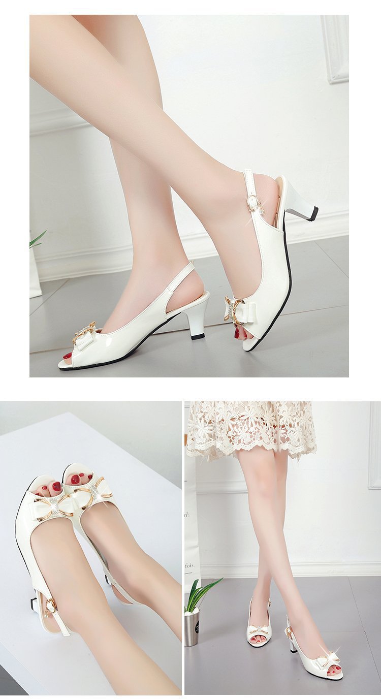 Women's Korean Chunky Waterproof Platform Peep-toe Heels